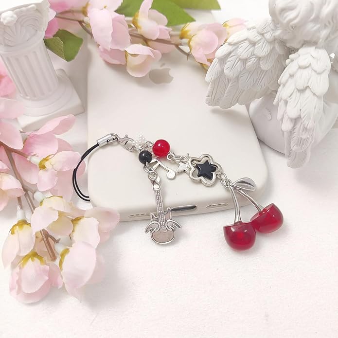 1-4PCS Cute Phone Charms Aesthetic Y2K Cell Phone Charms Strap Pink Strawberry Butterfly Star PhoneCharm Y2K Accessories for Bag Keychain Airpods Camera Pendants Decor