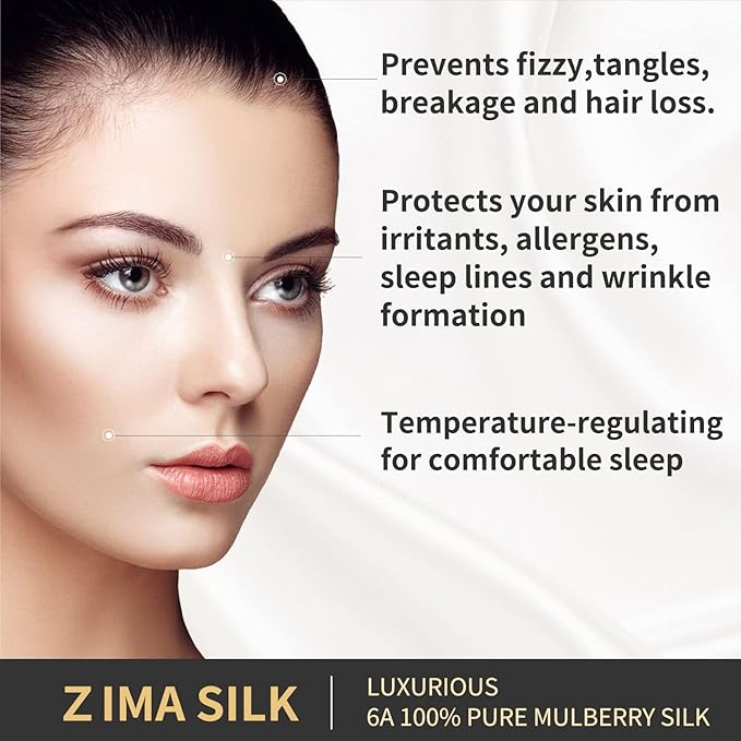 ZIMASILK 25 Momme 100% Pure Mulberry Silk Pillowcase for Hair and Skin Care, Highest Grade 6A Pillow Cases for Women, Long-Lasting Durablity, Gift for Women Men, 1Pc (Standard 20"x26", Light Plum)