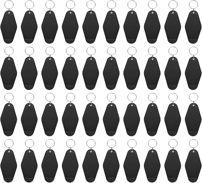 uxcell 40pcs Hotel Keychains Blank Vintage Plastic Rhombus Motel Keychains Hotel Key Tags Rings for DIY Luggage Labels