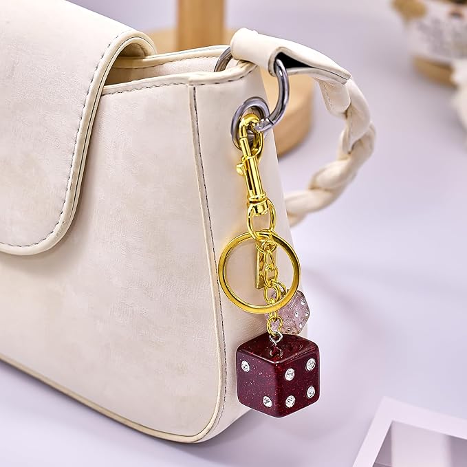 Bag Charms for Handbags-8 Ball Dice Keychain Backpack Charm Purse Dice & Star Charms Women Girl