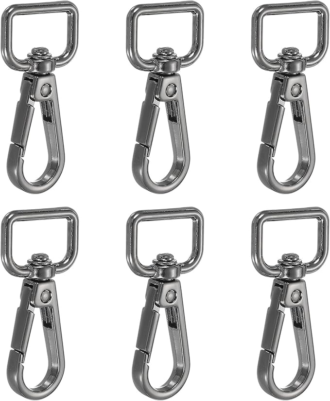 Swivel Snap Hooks, Metal D Ring Keychain Lanyard Clip Hook Lobster Clasp Claw Push Gate Clip - Fitting for(Purse Making - Sewing - DIY Crafts) 6 Pcs & 5/8" & Graphite Black