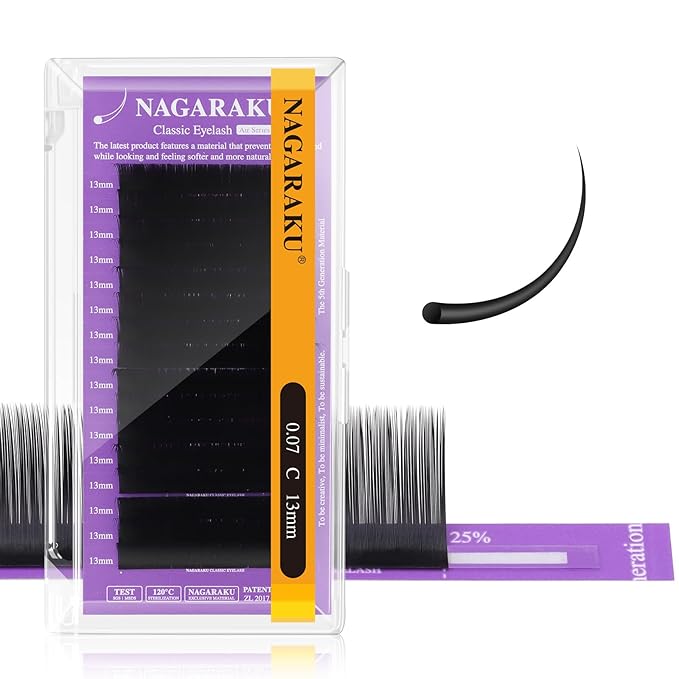 NAGARAKU Individual Eyelash Extensions, Volume & Classic Lashes 5th Generation Soft Natural Beauty Salon Professional Anti-rebound Single Lash Extension Supplies 16 Rows -0.07 C Curl 13mm