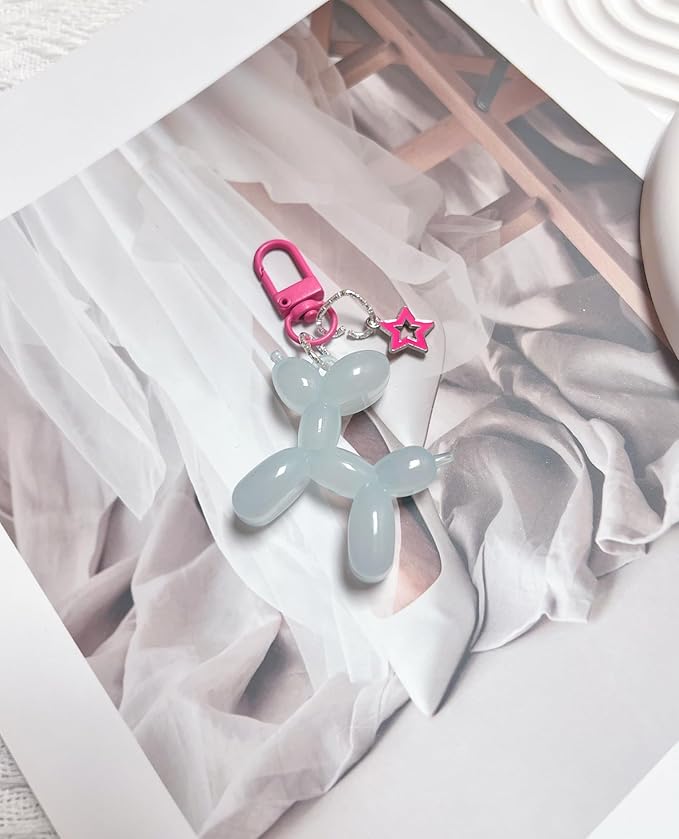 LAEKOU Star Balloon Dog Keychain for Women, Cute Y2K Key Chain Accessories, Aesthetic Charms for Bag Backpack