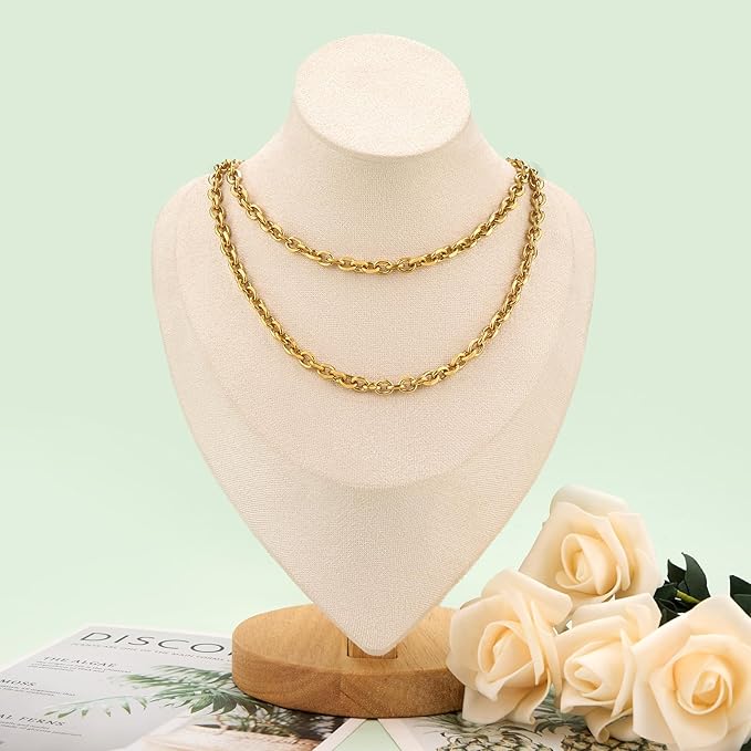 UMAOKANG 5 Meters Gold Cable Chain for Jewelry Making Stainless Steel Bulk Chains on Spool with Jump Rings and Lobster Clasps