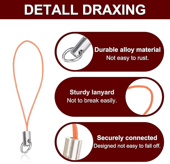 HARFINGTON 100Pcs Clasp Cords Clasp Strap Lanyard Charm Short Finger Rope with Lobster Clasp for Cellphone Cases Keychain DIY Jewelry Making, Orange