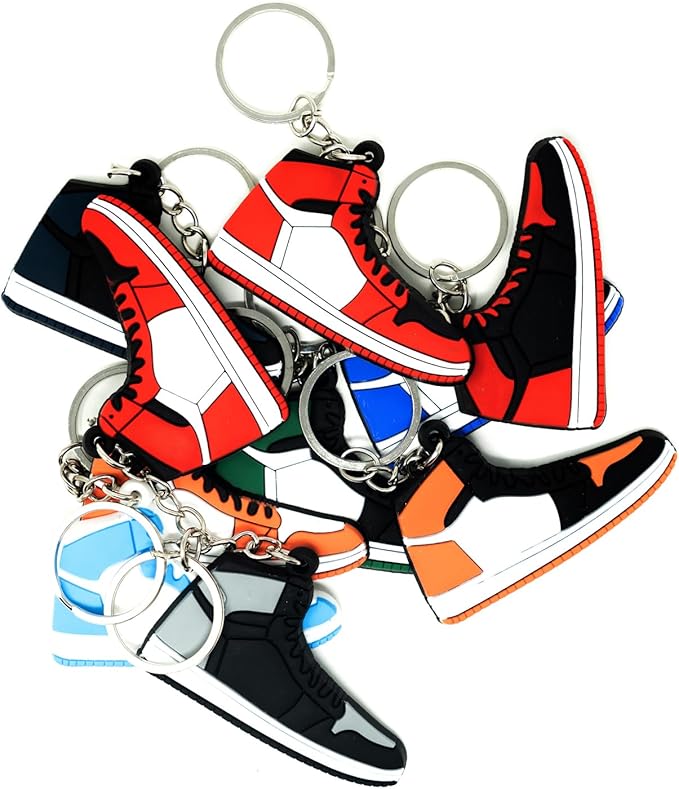 Retro Shoe Rubber Sneaker Keychains Birthday Party Favors Fun Gifts Hype Props Celebration Decoration Kids Mystery Goodie Bag Prizes (Retro Pack of 10)
