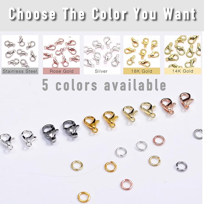 90PCs Fadeless Lobster Claw Clasps (10mm) & Jump Rings for Jewelry Making, Necklace Bracelet Findings & Supplies (Silver Plated)