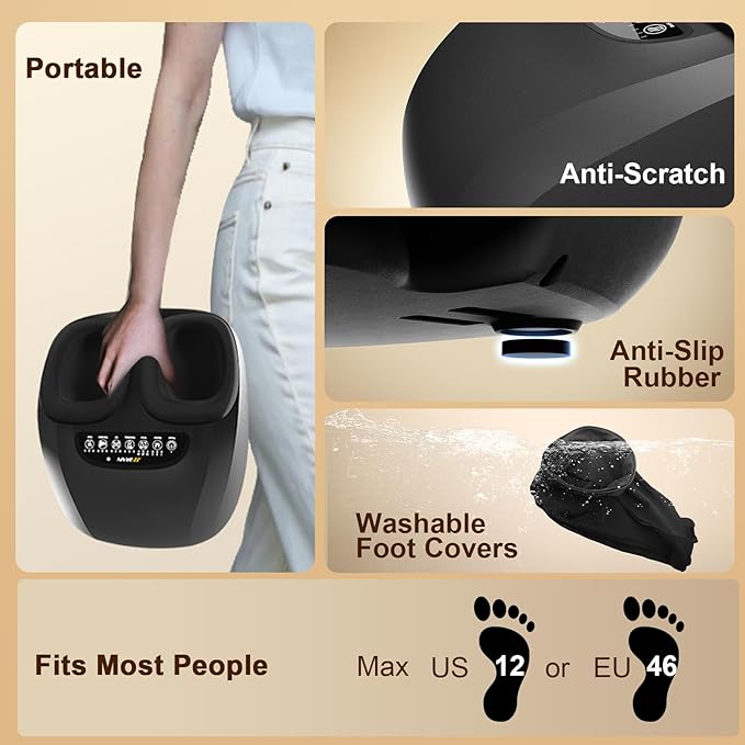 JZBRAIN Shiatsu Foot Massager Machine with Heat : Deep Kneading Foot Massager with Vibration & Compression for Plantar Fasciitis & Neuropathy - for Women & Men,Relax for Home Office Use