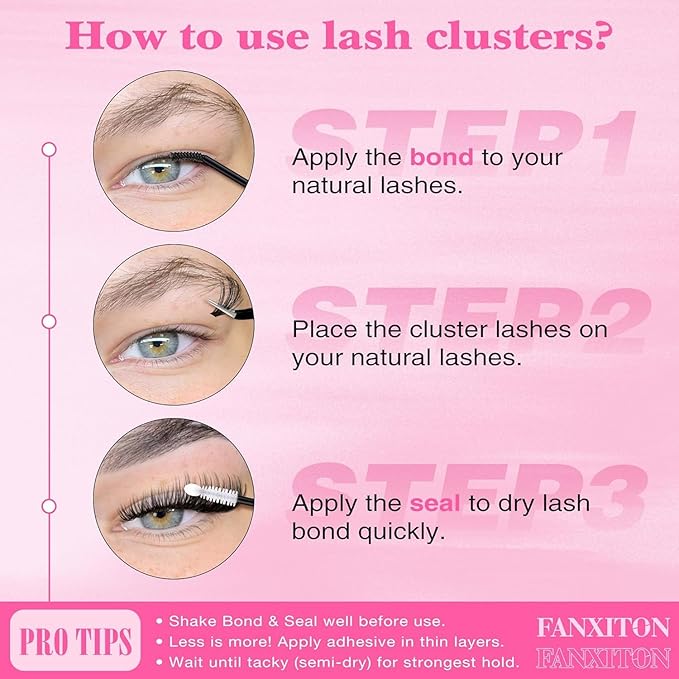 DIY Lash Extension Kit Natural Look Wispy Lash Clusters D Curl 154 Pcs Lashes Clusters with Lash Brush 8-16 mm Eyelash Extension Kit Individual Lashes Lash Cluster Kit For Beginners (No Glue)