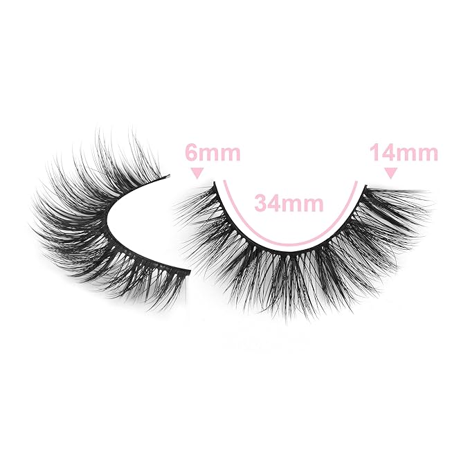 JIMIRE Wispy Faux Mink Cat Eye Lashes Fluffy Crossed Volume False Eyelashes Natural Look Handmade Premium Quality Reusable 16 Pairs Pack