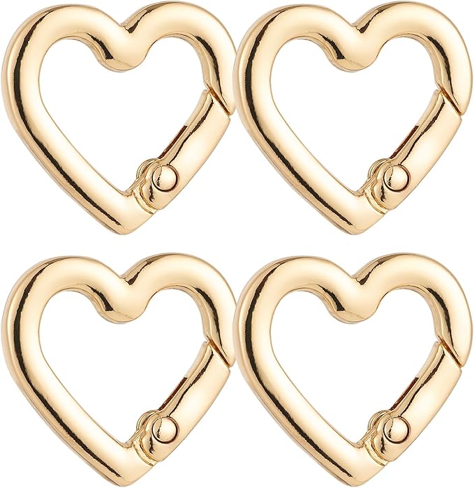 4 Pcs Heart Shaped Keychain Clip, Zinc Alloy Cute Heart Carabiner, Small Craft KeyringSpring Snap Clasp Hook for Camping Hiking Fishing Traveling