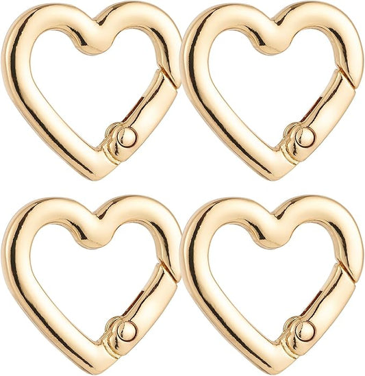 4 Pcs Heart Shaped Keychain Clip, Zinc Alloy Cute Heart Carabiner, Small Craft KeyringSpring Snap Clasp Hook for Camping Hiking Fishing Traveling