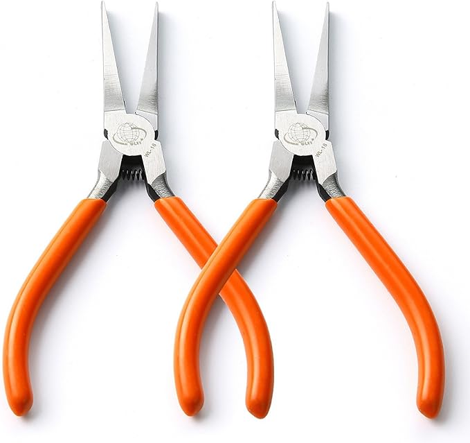 2Pcs Flat Nose Pliers Flat Long Needle Nose Pliers (5-Inch)