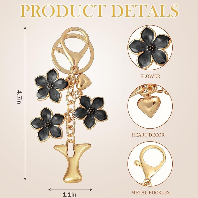 Snycler Bubble Initial Keychain Graceful Flower for bags car remote–A-Z Letter Charms for Women