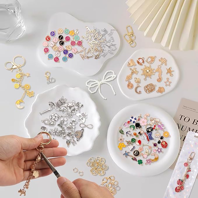 533 Pcs Charms Lip Gloss Keychain Making Kit,Including Key Clips, Lobster Claw Keychains, Extension Chains, Jewelry Pliers, and Bag Charm kit, Suitable for Jewelry Making,Christmas gift for women