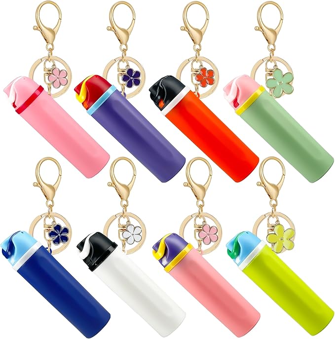 Mini Trendy Bottle Keychain Accessories Compatible with Owala Water Cute Tumbler Cup Chapstick Lip Balm Holder Charms