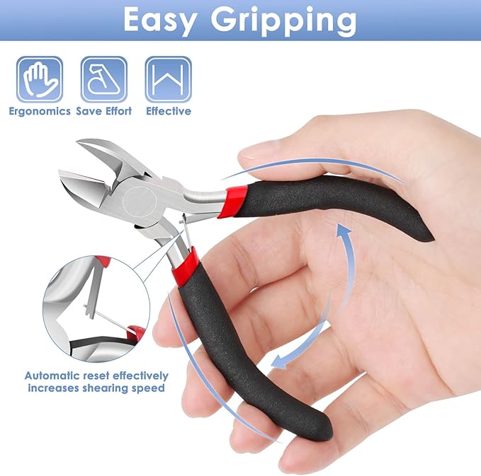 Billbotk Wire Cutters, Small Side Cutters Wire Cutting Tool Flush Cutting Pliers Wire Snips Plastic Nipper Tool for Crafts, Jewelry Making, Floral Wire, Zip Ties, Cable Ties