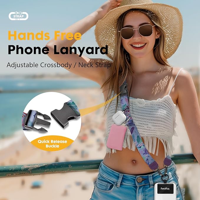 Phone Lanyard Crossbody, Axolotls Cell Phone Strap for Around The Neck Adjustable, Anti Theft Cute Lanyard for iPhone Case ID Holder Keys Accessories Travel Essential