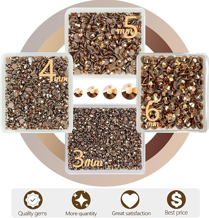Copper Resin Rhinestones w B7000 Jewelry Glue for Bedazzling Crafting 3mm 4mm 5mm 6mm Brown Flatback Jelly Stones Bulk Coffee Diamonds Gems for Nails Face Eye Makeup Tumblers Decor Crafts Decor