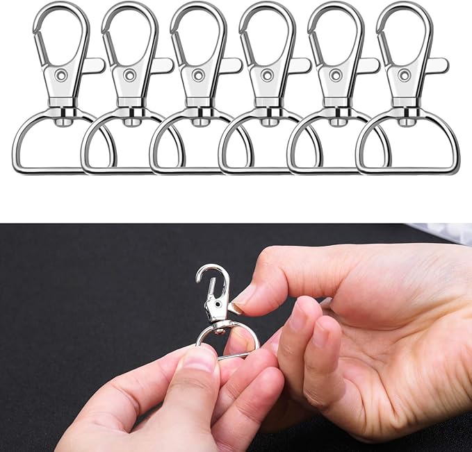 Key Chain Clip Hook, Anezus D Ring Clip Keychain Lanyard Swivel Snap Hooks Clip on Key Ring for Crafts and Purse Hardware (3/4 inch)