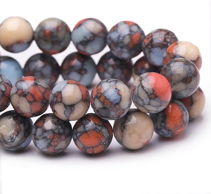 Natural Stone Beads for Jewelry Making,10mm Colorful Imperial Jasper Polished Smooth Round Gemstone Beads for Bracelet Necklace 15 Inch