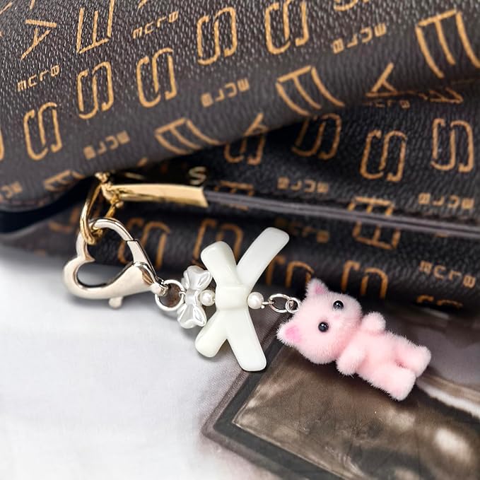 Cute Cat Keychain, Y2K Heart Bow Pendant, Kawaii Cat Bag Charm