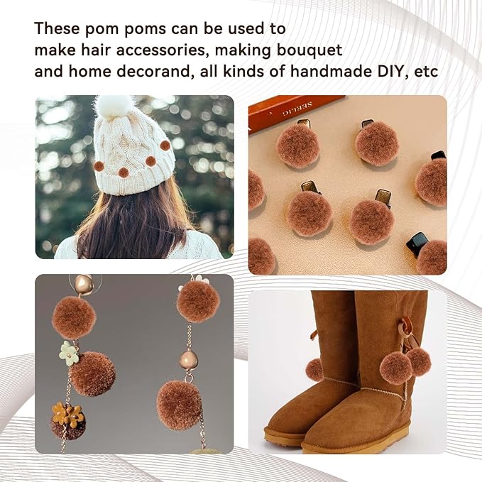 Morfen 150 Pcs Light Brown Craft Pom Poms, 1 Inch Fuzzy Pompom Puff Balls for DIY Arts, Crafts Projects, Birthday Home Decorations