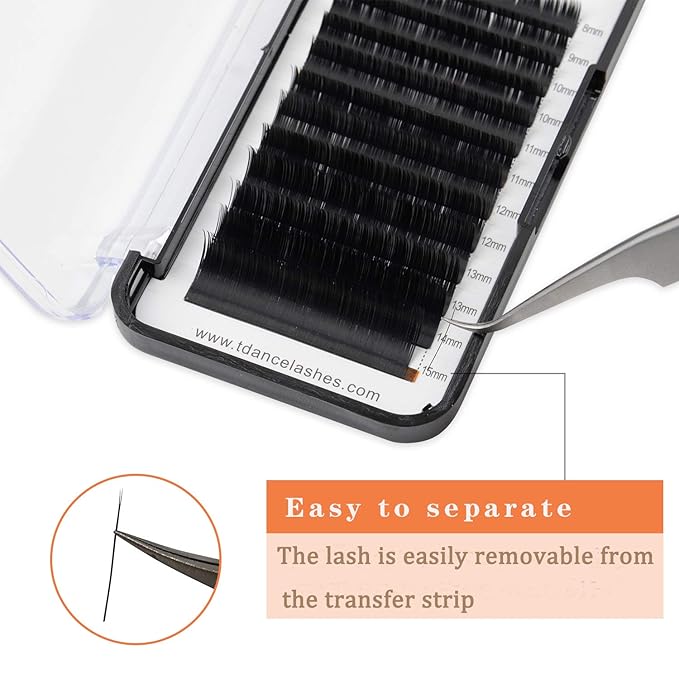 TDANCE Classic Lash Extensions Flat Lashes Eyelash Extensions 0.15mm CC Curl Ellipse Eyelash Extensions 8mm Mixed Black Matte Individual Lashes Salon Use(Flat,CC-0.15,8mm)