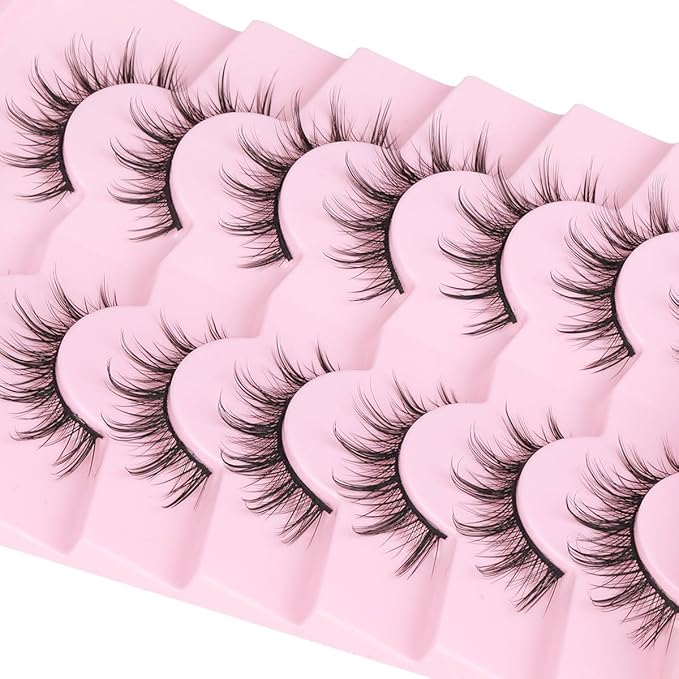 Kiromiro Anime Lashes False Eyelashes Natural Look Wispy Lashes Manga Fake Eyelashes with Spikes Fairy Strip Eyelashes Pack Gyaru Style, 7 Pairs