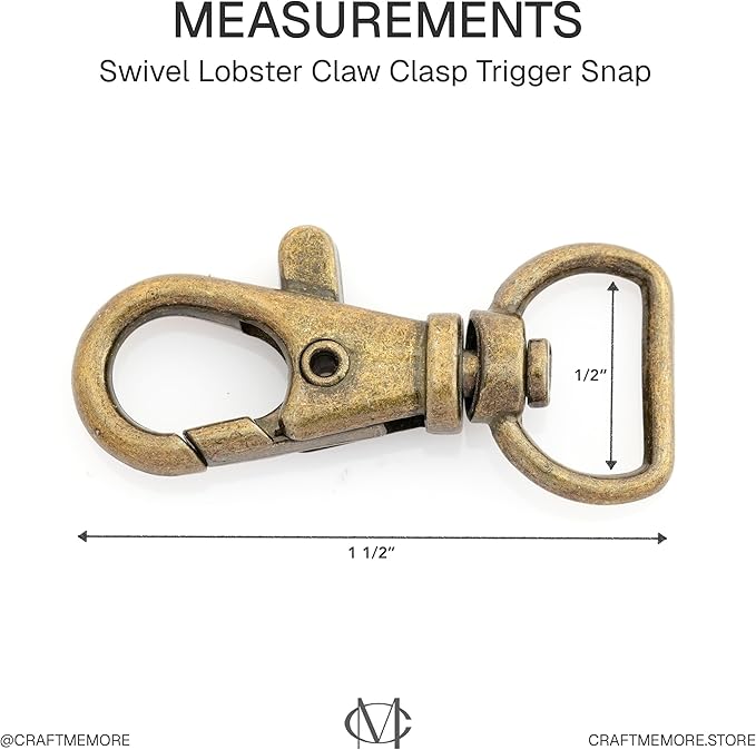 20pcs Swivel Lobster Claw Clasp Trigger Snap Hooks for Purse Making Macrame Lanyard Clip CSPS (1/2 Inch, Antique Brass)