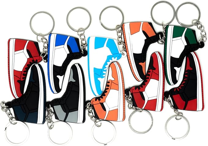 Retro Shoe Rubber Sneaker Keychains Birthday Party Favors Fun Gifts Hype Props Celebration Decoration Kids Mystery Goodie Bag Prizes (Retro Pack of 10)