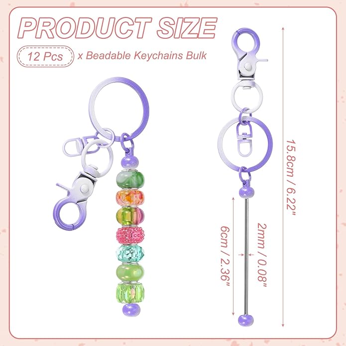 uxcell Beadable Keychain, Keychain Making Supplies, Blank Bead Metal Chain Bars for DIY Crafts Jewelry Making Gift