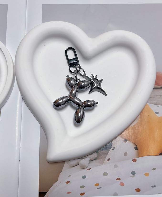 LAEKOU Cute Star Balloon Dog Keychain, Y2K Bag Charms Keychains Accessories for Women, Aesthetic Key Chain