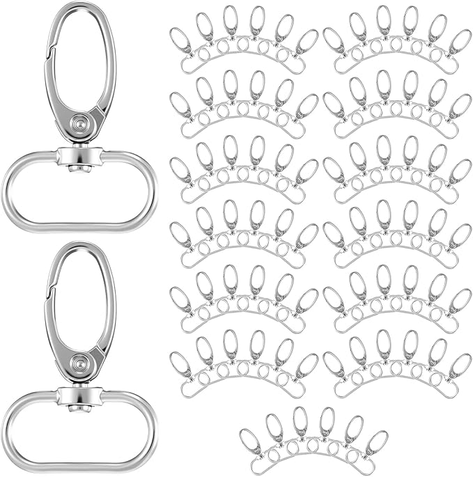 80 Pack 1 Inch Swivel Clasp Silver Lobster Claw Clasps for Keychains Lanyard Clips D Ring Keychain Clip Swivel Snap Hooks for Key Chain, Crafts and Purse DIY Lanyard Making