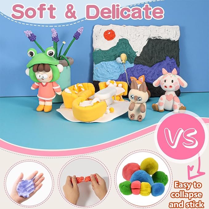 EDIFON Air Dry Clay Kit, 36 Colors Modeling Clay with Tools, Ultra Light, Safe and Non-Toxic, Ideal Gift for Kids (36 Colors+ Tools)