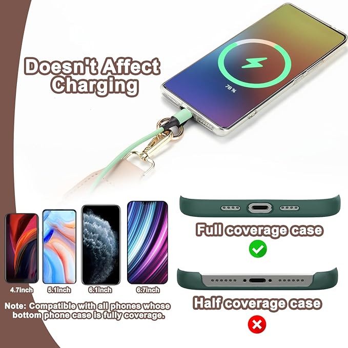 XANGNIER Clip and Go Strap for Phone with Wallet Crossbody, Phone Strap with Zippered Wallet, Adjustable Anti Theft Cellphone Lanyard for Women, Cellphone Chain Accessories,Multicolor 7