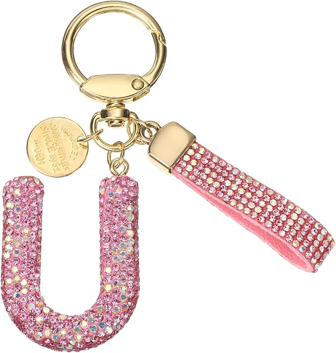 PATIKIL Initial Letter Keychain, Cute Sparkly Rhinestone Key Chain Alphabet Charm for Car Keys Handbags Purse