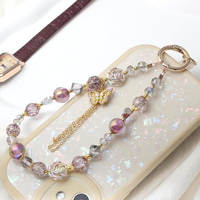 Beaded Phone Wrist Strap,Crystal Keychain Wristlet,Camera Strap Wrist,Cute Phone Chain Wristlet Purse Bag Charms