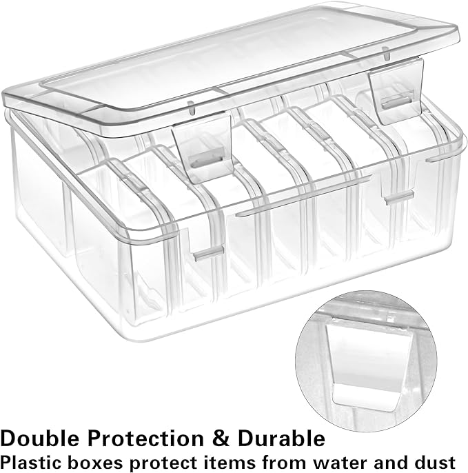 Mathtoxyz Small Bead Organizers, 45 Pieces Plastic Storage Cases Mini Clear Bead Storage Containers Transparent Boxes with Hinged Lid and Rectangle Clear Craft Supply Case
