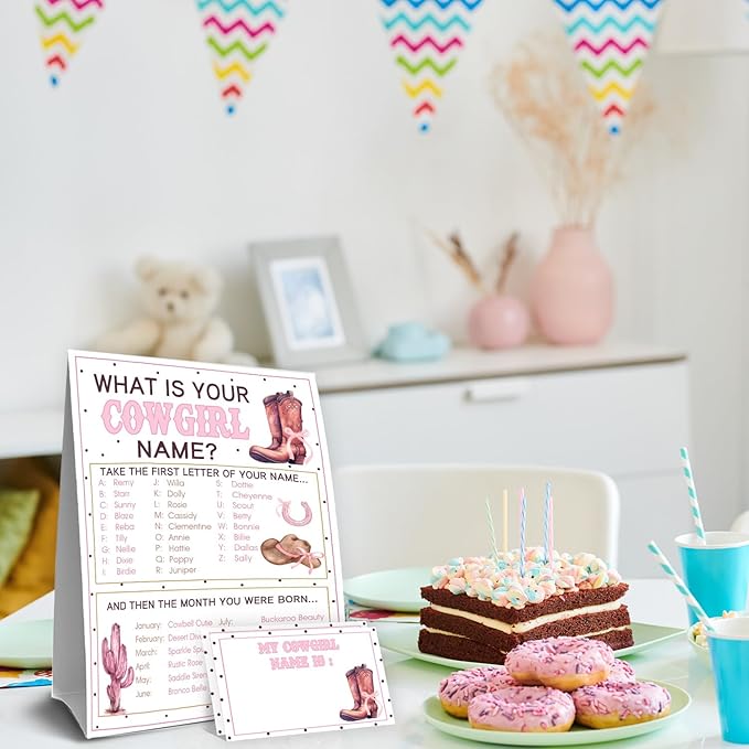 Western Theme Party Decorations, Cowgirl Game Party Decoration, Cowgirls Theme Birthday Sign, What's Your Cowgirl Name Game Birthday Games for Kids, Western Activity Decorations for Adults