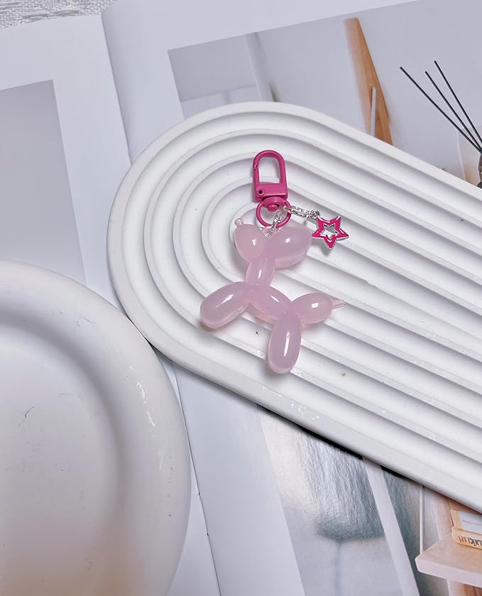 LAEKOU Star Balloon Dog Keychain for Women, Cute Y2K Key Chain Accessories, Aesthetic Charms for Bag Backpack