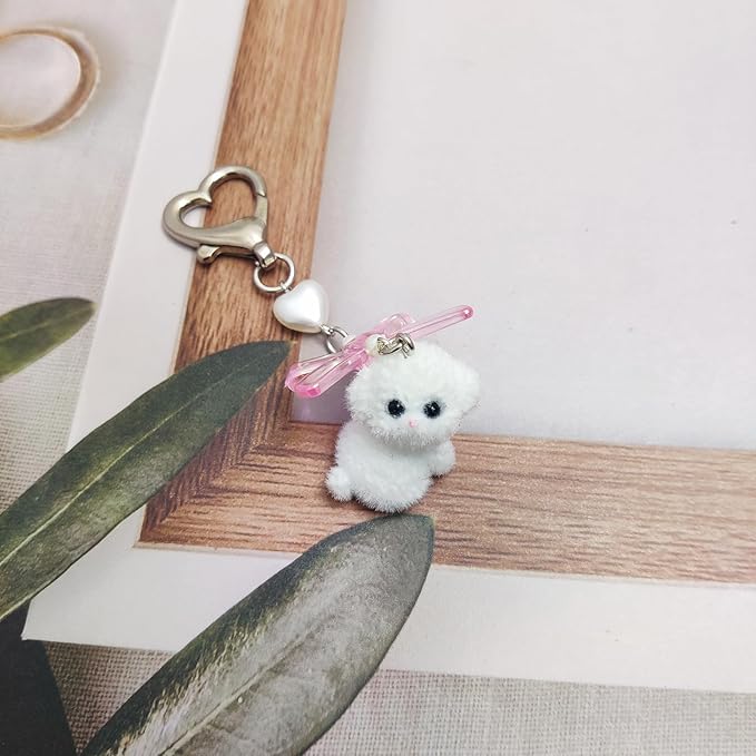 Cute Dog Keychain Fuzzy Dog Puppy Decor Keychain Aesthetic Y2K Bag Charms Stylish Dog Pendant Keychains Accessories