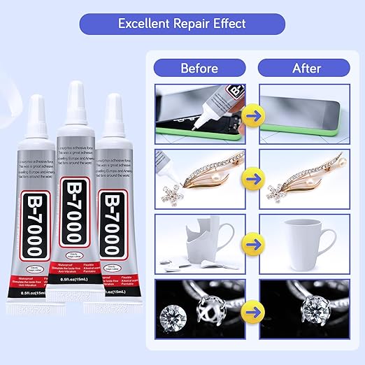 3PCS Jewelry Glue - 15ML/0.5fl oz Clear DIY Craft Glue for Rhinestones, Waterproof Strong Bond Adhesive for Phone Repair, Nail Art, Shoes, Fabric, Metal, Glass