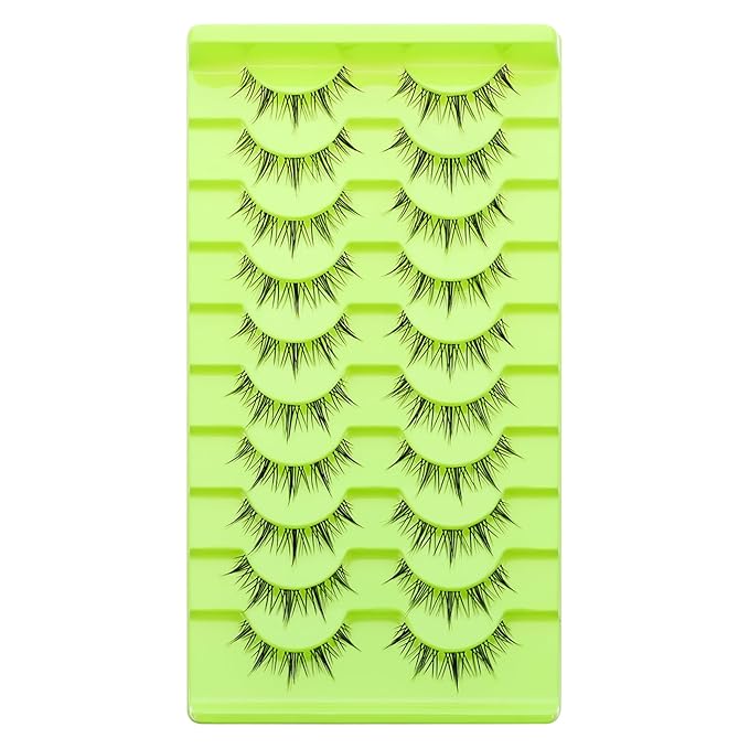 outopen Manga Lashes Natural Look Wispy Fluffy Asian Cosplay Eyelashes Spiky Japanese Anime Lashes 3D Short Fake Eyelash 10 Pairs Pack (A-Y40 | 9-13MM)