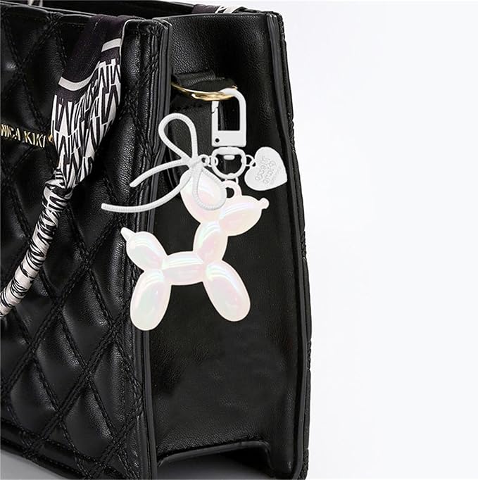 Dreuyet 2Pcs Jelly Balloon Dog Keychains Kawaii Cute Bag Purse Charms Key Chain with Bow Y2K Aesthetic Accessories