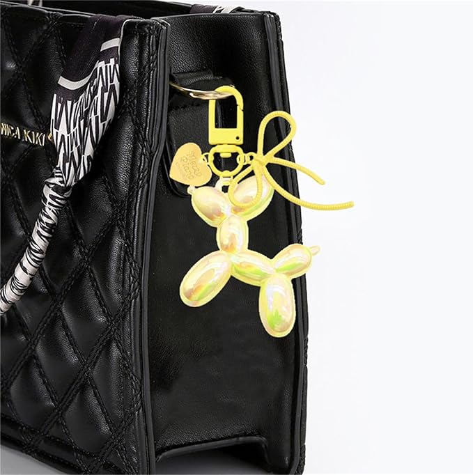 Dreuyet 2Pcs Jelly Balloon Dog Keychains Kawaii Cute Bag Purse Charms Key Chain with Bow Y2K Aesthetic Accessories