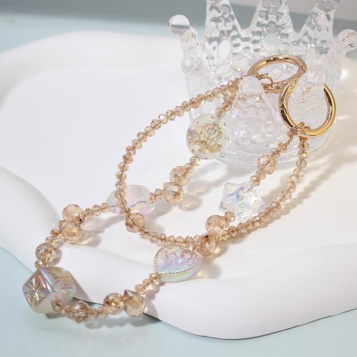 Phone Wrist Strap,Crystal Phone Chain Wristlet,Bracelet Wrist Lanyard,Cute Beaded Bag Charms,Decorative Purse Chain