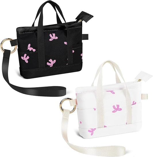 2 Pack Coin Purse Keychain, Mini Tote Bag Keychain with Wristlet, Cute Makeup Pouch Bag Wallets Accessories