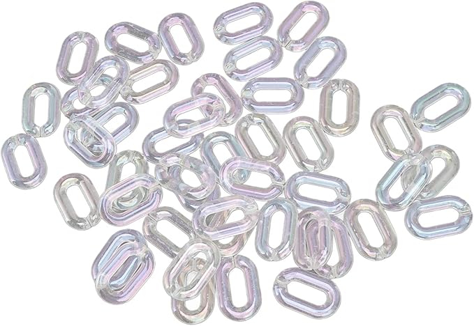 50PCS Acrylic Linking Rings Transparent, DIY Assemblable Chain, Transparent Color Plating Acrylic Rings for Jewelry Making, Crafts, Bags Decor, 33cm. Length with Edges