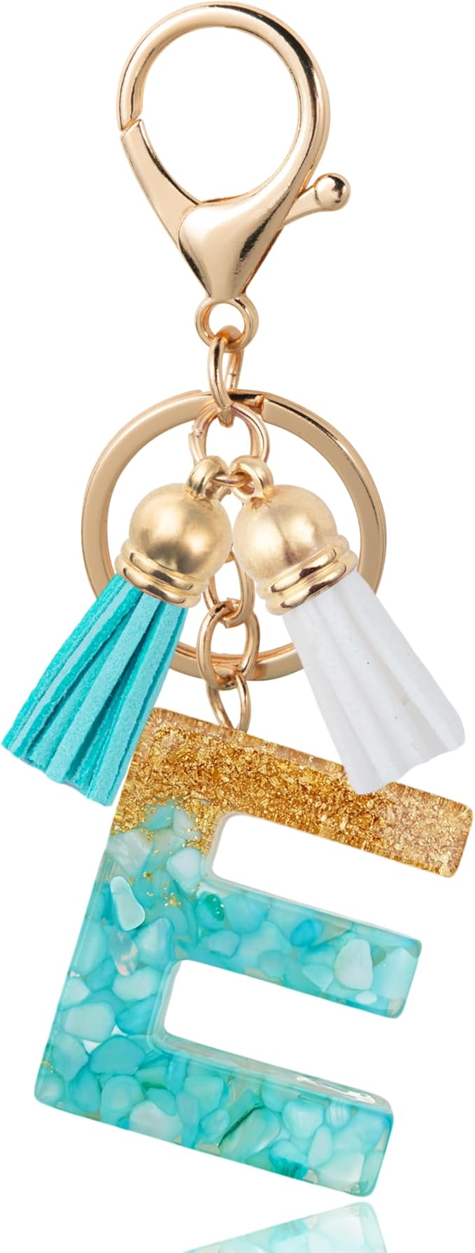 Initial Letter Keychain Cute Resin with 2 PU Tassel, Letter Keychain for Backpack Charms, Initial Keychains for Women